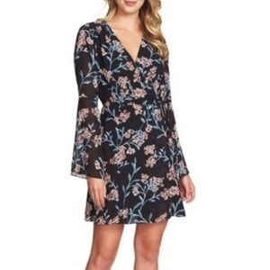 Cynthia Steffe Black Wrap Dress with Bell Sleeves size 6